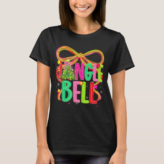 Funny Jingle Bells Coquette Bow Merry Christmas Gi T-shirt (Voorkant)