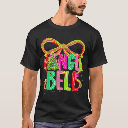 Funny Jingle Bells Coquette Bow Merry Christmas Gi T-shirt (Voorkant)