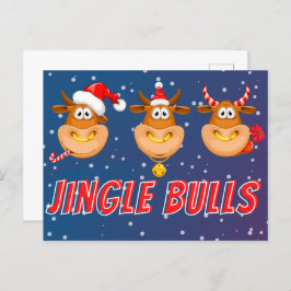 Funny Jingle Bulls Briefkaart voor Kerstmis