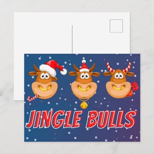 Funny Jingle Bulls Briefkaart voor Kerstmis (Voorkant / Achterkant)