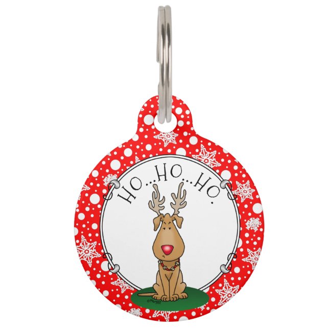 Funny Jingle Deze rode neus rendiertje Huisdierpenning (Voorkant)
