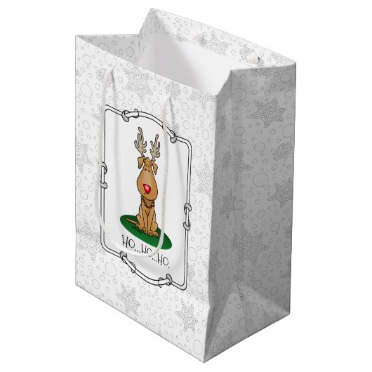 Funny Jingle Deze rode neus rendiertje Medium Cadeauzakje (Voorkant Gekanteld)