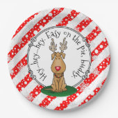 Funny Jingle Deze rode neus rendiertje Papieren Bordje (Voorkant)