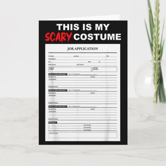 Funny Job Application Form Y Halloween Costume  Kaart (Voorkant)