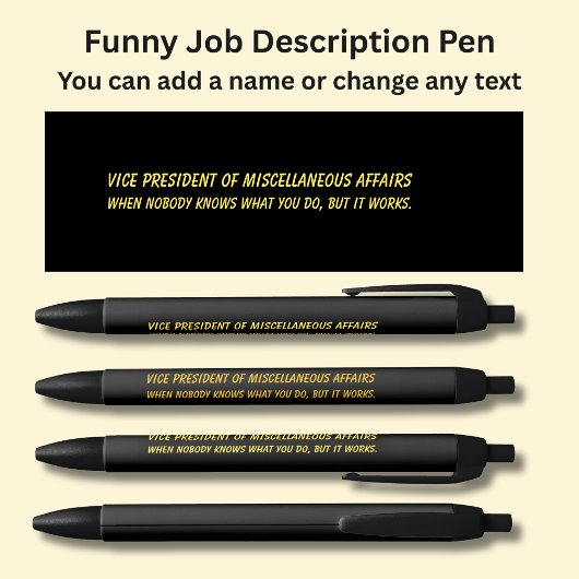 Funny Job Titel - Vice President van Diversen Zwarte Inkt Pen