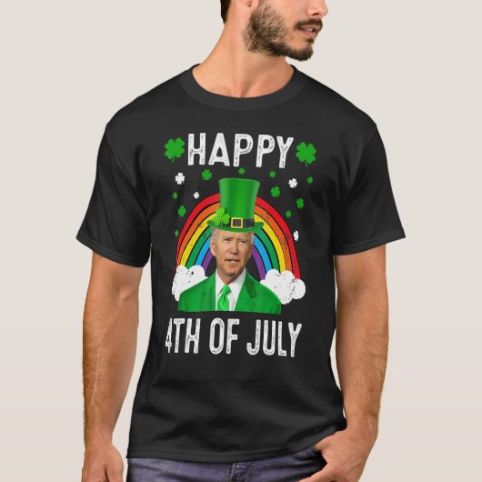 Funny Joe Bi den Happy St Patrick's Day 4e jul T-shirt (Voorkant)