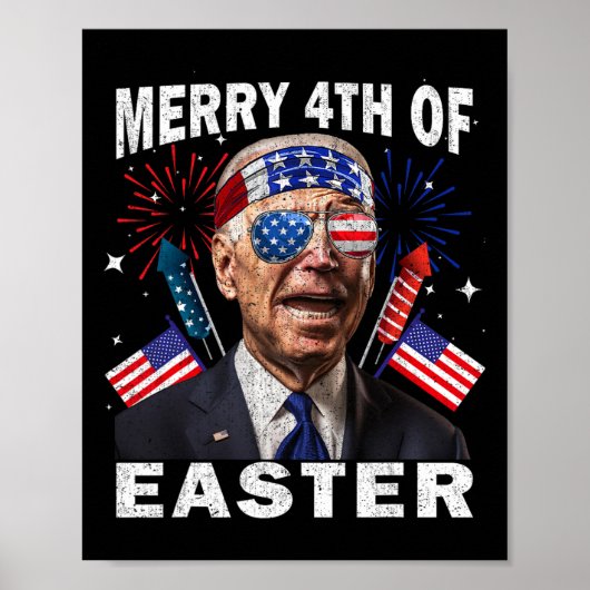 Funny Joe Biden 4 juli Shirt Merry 4th of Eas Poster (Voorkant)