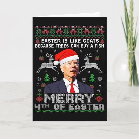 Funny Joe Biden Christmas Santa Hat Merry 4th Of E Kaart (Voorkant)