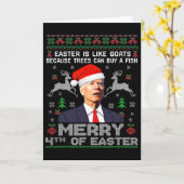 Funny Joe Biden Christmas Santa Hat Merry 4th Of E Kaart (Gele Bloem)