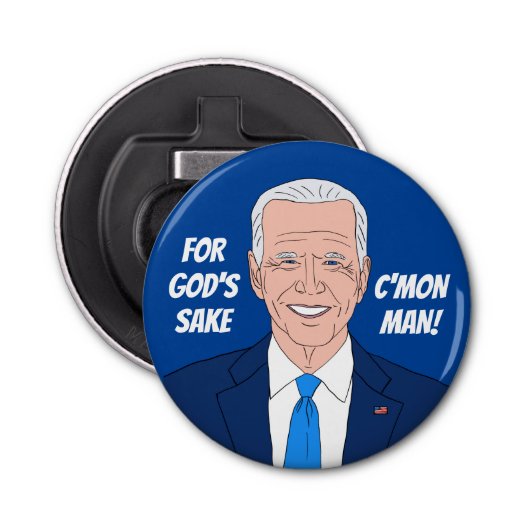 Funny Joe Biden citeert magneetbierflesopener Button Flesopener (Voorkant)