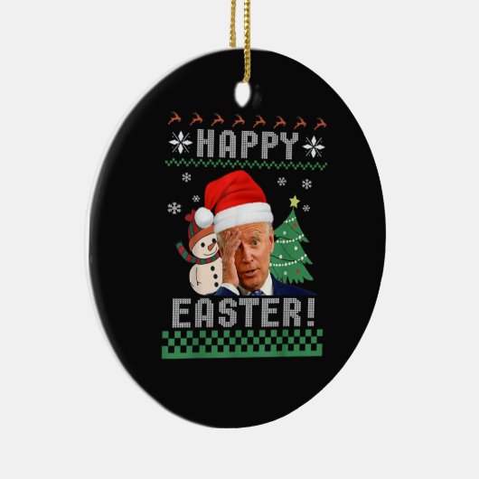 Funny Joe Biden Happy Paast Ugly Kerstmis Keramisch Ornament (Rechts)