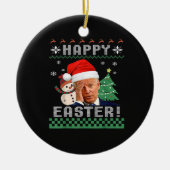 Funny Joe Biden Happy Paast Ugly Kerstmis Keramisch Ornament (Voorkant)