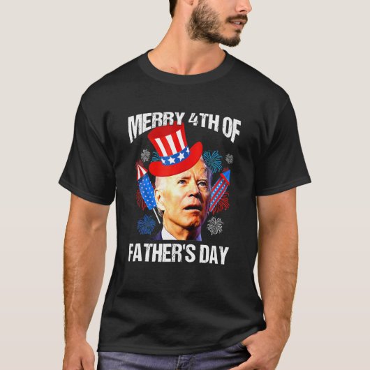 Funny Joe Biden Merry 4 juli verward vader' T-shirt (Voorkant)