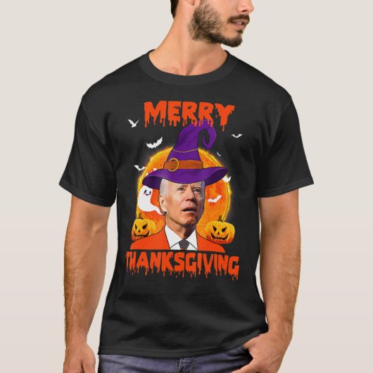 Funny Joe Biden Merry Thanksgiving verwarde Happy T-shirt (Voorkant)