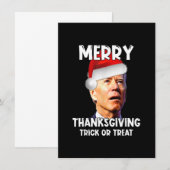 Funny Joe Biden Santa Hat Merry Thanksgiving Chris Kaart (Voorkant / Achterkant)