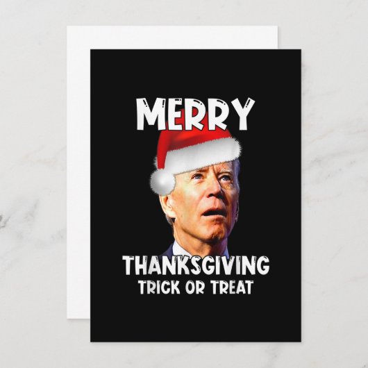 Funny Joe Biden Santa Hat Merry Thanksgiving Chris Kaart (Voorkant / Achterkant)