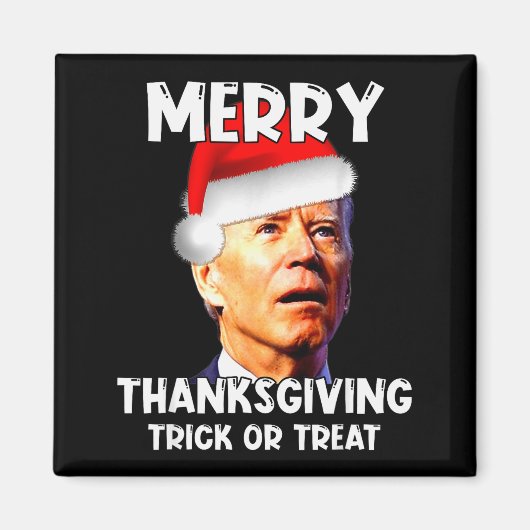 Funny Joe Biden Santa Hat Merry Thanksgiving Chris Magneet (Voorkant)