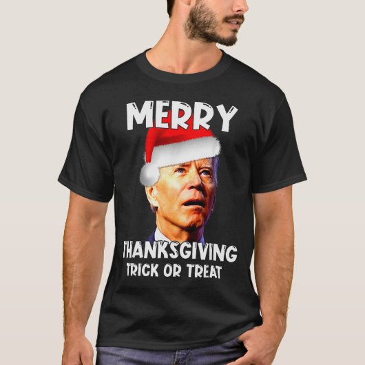 Funny Joe Biden Santa Hat Merry Thanksgiving Chris T-shirt (Voorkant)