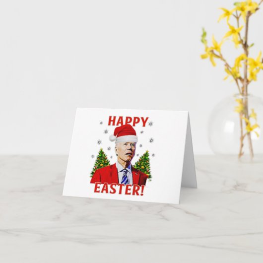 Funny Joe Biden verwarde Happy Easter Kaart (Gele Bloem)