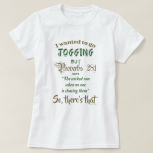 Funny Jogging and Proverbs Book 28 Verse 1 T-shirt