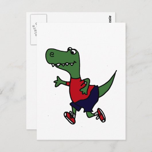 Funny Jogging Trex Dinosaur Briefkaart (Voorkant / Achterkant)