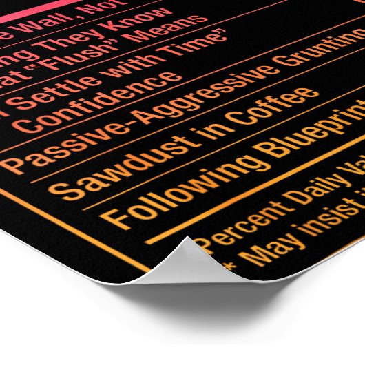 Funny Joiner Woodworking Facts  Poster (Hoek)