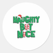 Funny Joke Christmas Humor Naughty But Nice  Ronde Sticker (Voorkant)