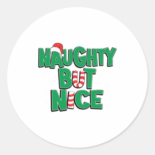 Funny Joke Christmas Humor Naughty But Nice  Ronde Sticker (Voorkant)