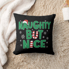 Funny Joke Humor voor Kerstmis Naughty, maar Nice Kussen