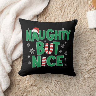 Funny Joke Humor voor Kerstmis Naughty, maar Nice Kussen