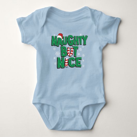 Funny Joke Humor voor Kerstmis Naughty, maar Nice Romper (Voorkant)