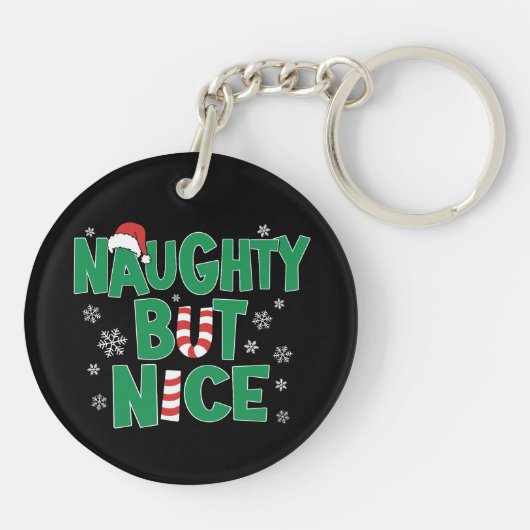 Funny Joke Humor voor Kerstmis Naughty, maar Nice Sleutelhanger (Achterkant)