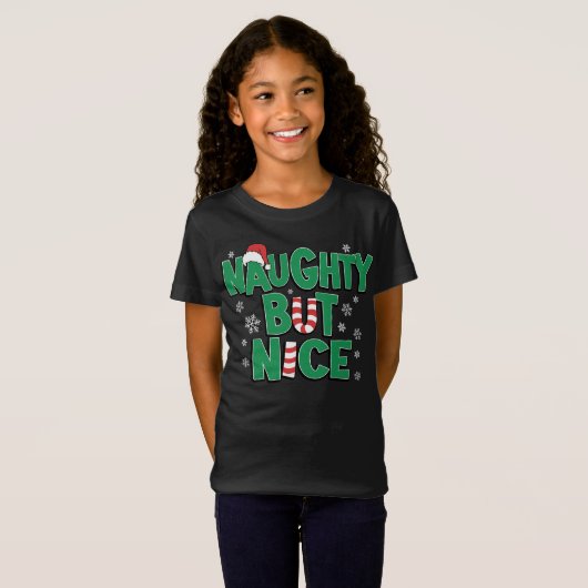 Funny Joke Humor voor Kerstmis Naughty, maar Nice T-shirt (Voorkant volledig)