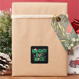 Funny Joke Humor voor Kerstmis Naughty, maar Nice Vierkante Sticker