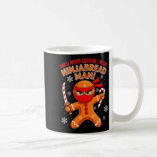 Funny Joke Never Catch I'm Ninjabread Xmas Gingerb Koffiemok (Rechts)