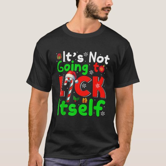 Funny Joke Not Lick Itself Sarcastic Xmas Santa Ca T-shirt (Voorkant)
