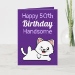 Funny Joke Paarse Cat Sister 50th Birthday Kaart<br><div class="desc">Funny Joke Paarse Cat Sister 50th Birthday, een grappig ontwerp dat bestemd is voor elke zus op haar verjaardag. Als je op zoek bent naar een grappige zuster verjaardagskaart, een kat zuster verjaardagskaart of een vijftigste zusje verjaardagskaart, is dit wat je nodig hebt. Het ontwerp bevat een leuke en grappige...</div>