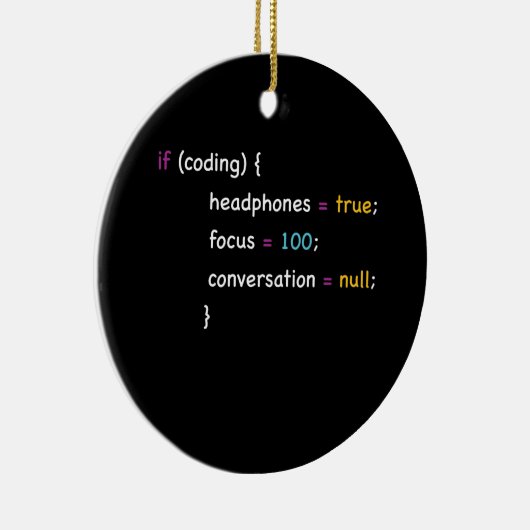Funny Joke Programming als Coding Headphones focus Keramisch Ornament (Rechts)