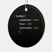 Funny Joke Programming als Coding Headphones focus Keramisch Ornament (Links)