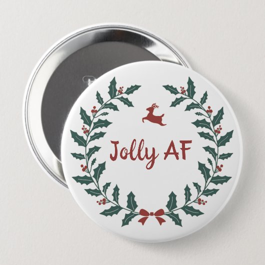 Funny Jolly AF Kerstfeestdag Wreath Ronde Button 4,0 Cm (Voorkant /achterkant)