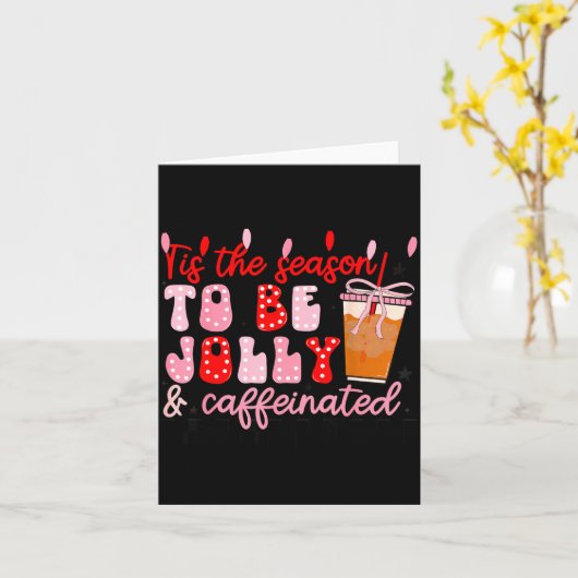 Funny Jolly And Caffeinated Christmas Tree Coffee  Kaart (Gele Bloem)