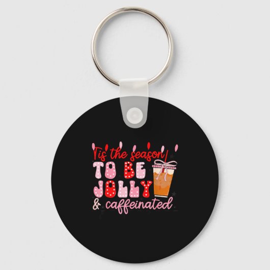 Funny Jolly And Caffeinated Christmas Tree Coffee  Sleutelhanger (Voorkant)