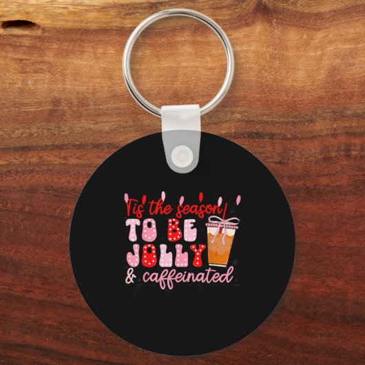Funny Jolly And Caffeinated Christmas Tree Coffee  Sleutelhanger (Voorkant)