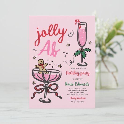 Funny Jolly Christmas Cocktail Party Holiday Party Kaart (Staand voorkant)