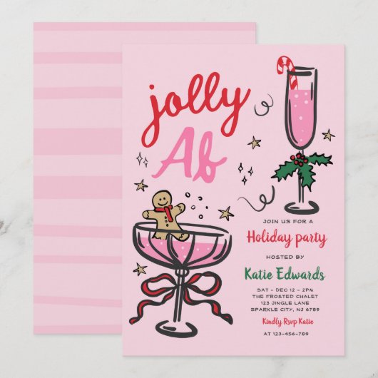 Funny Jolly Christmas Cocktail Party Holiday Party Kaart (Voorkant / Achterkant)