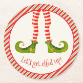 Funny Jolly Kerstmis Elf Legs Holiday Ronde Kartonnen Onderzetter (Voorkant)