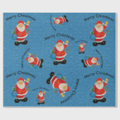 Funny Jolly Santa Claus Father Blue Cadeaupapier (Vlak)