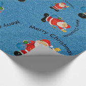 Funny Jolly Santa Claus Father Blue Cadeaupapier (Hoek)