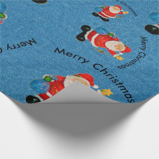 Funny Jolly Santa Claus Father Blue Cadeaupapier (Hoek)
