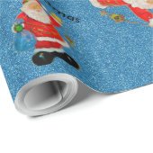 Funny Jolly Santa Claus Father Blue Cadeaupapier (Rol Hoek)